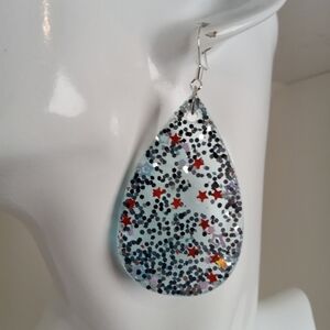 Elegant Silver and Red Star Earrings